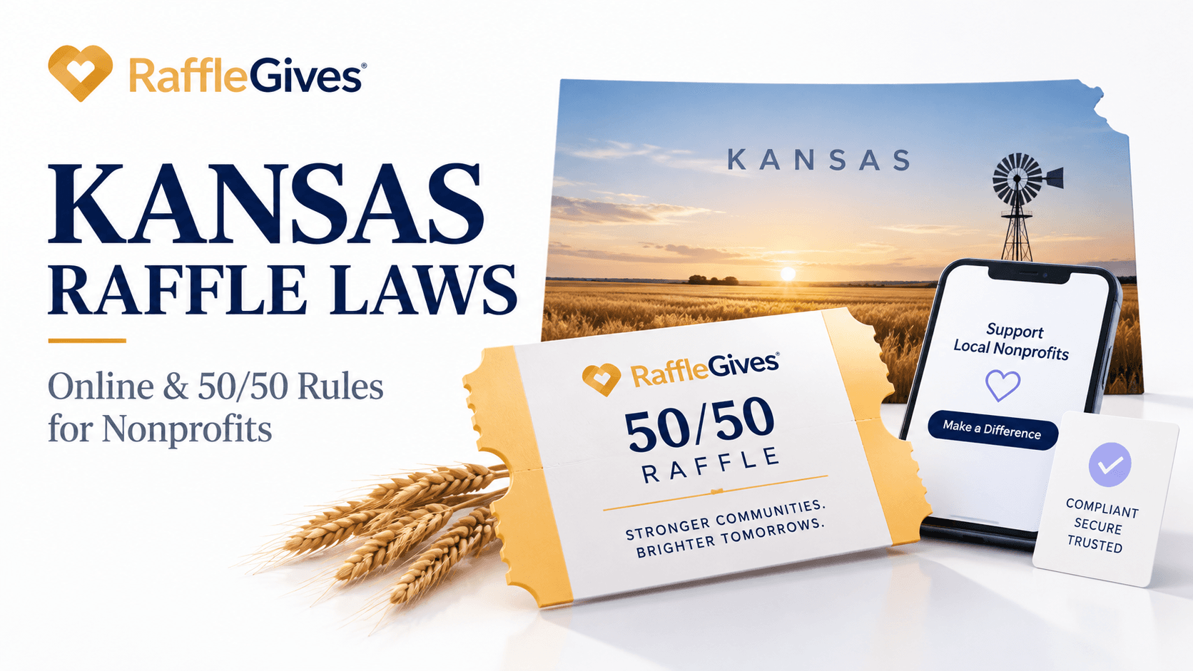 RaffleGives guide to Kansas raffle laws for online nonprofit and 50/50 raffles