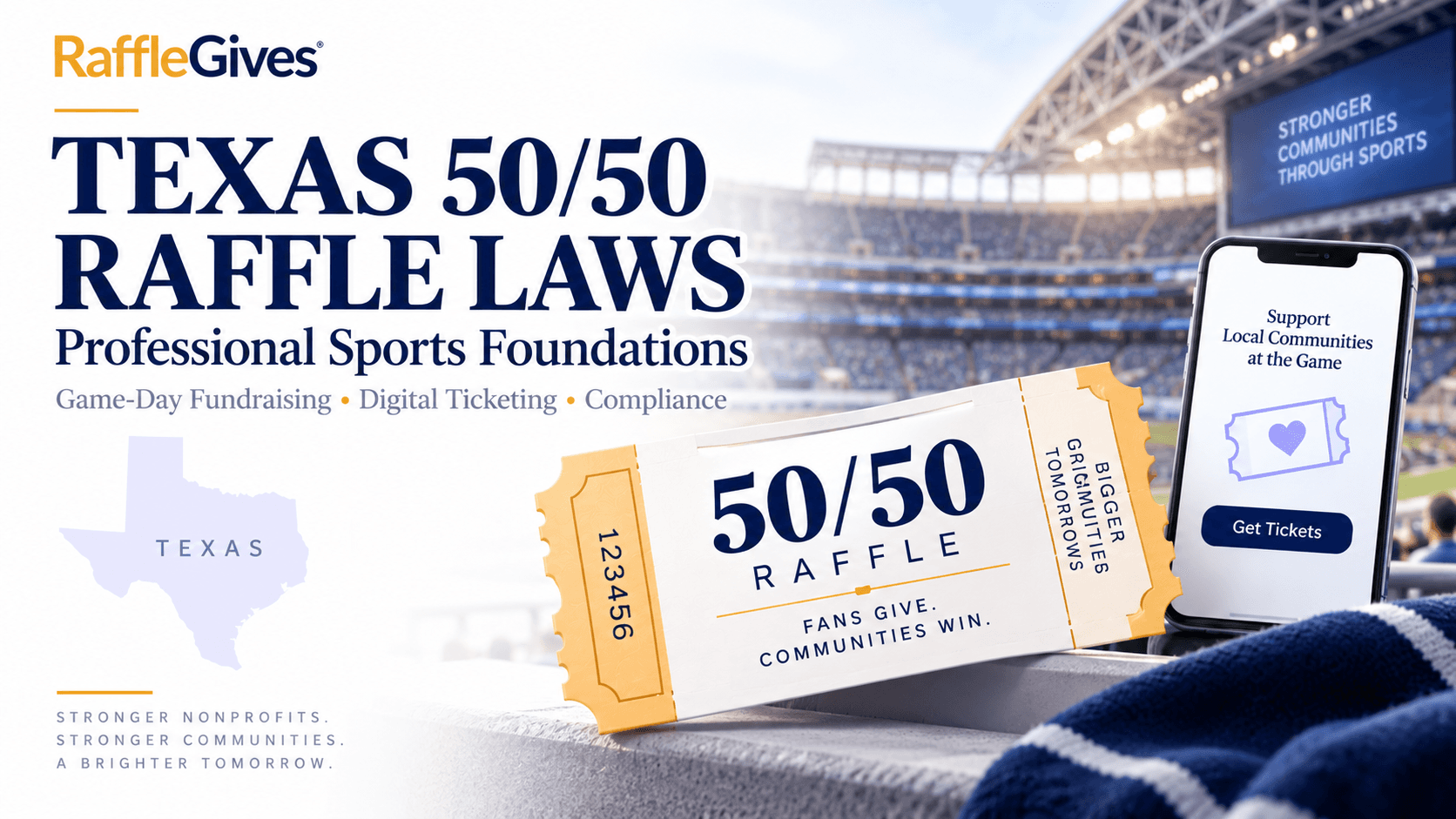 Season-long Texas professional sports foundation 50/50 raffle fundraising model